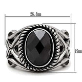 TK322 - High polished (no plating) Stainless Steel Ring with AAA Grade CZ in Black Diamond - Alamode - Flyclothing LLC