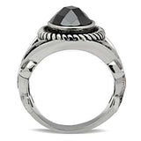 TK322 - High polished (no plating) Stainless Steel Ring with AAA Grade CZ in Black Diamond - Alamode - Flyclothing LLC