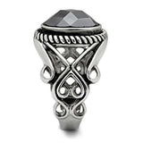 TK322 - High polished (no plating) Stainless Steel Ring with AAA Grade CZ in Black Diamond - Alamode - Flyclothing LLC