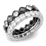 TK3231 - Two-Tone IP Black (Ion Plating) Stainless Steel Ring with AAA Grade CZ in Black Diamond - Alamode - Flyclothing LLC