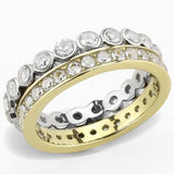 TK3232 - Two-Tone IP Gold (Ion Plating) Stainless Steel Ring with AAA Grade CZ in Clear - Alamode - Flyclothing LLC