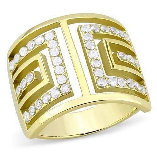 TK3238 - IP Gold(Ion Plating) Stainless Steel Ring with AAA Grade CZ in Clear - Alamode - Flyclothing LLC