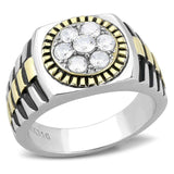 TK3240 - Two-Tone IP Gold (Ion Plating) Stainless Steel Ring with AAA Grade CZ in Clear - Alamode - Flyclothing LLC