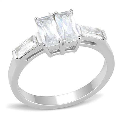 TK3244 - High polished (no plating) Stainless Steel Ring with AAA Grade CZ in Clear - Alamode - Flyclothing LLC