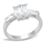 TK3244 - High polished (no plating) Stainless Steel Ring with AAA Grade CZ in Clear - Alamode - Flyclothing LLC