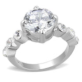 TK3247 - High polished (no plating) Stainless Steel Ring with AAA Grade CZ in Clear - Alamode - Flyclothing LLC