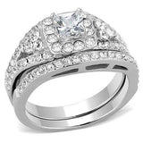 TK3253 - High polished (no plating) Stainless Steel Ring with AAA Grade CZ in Clear - Alamode - Flyclothing LLC