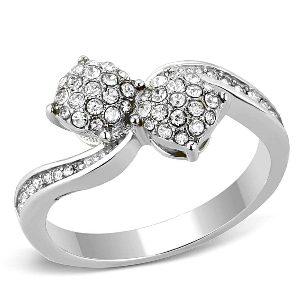 TK3255 - High polished (no plating) Stainless Steel Ring with Top Grade Crystal in Clear - Alamode - Flyclothing LLC