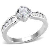 TK3256 - High polished (no plating) Stainless Steel Ring with AAA Grade CZ in Clear - Alamode - Flyclothing LLC