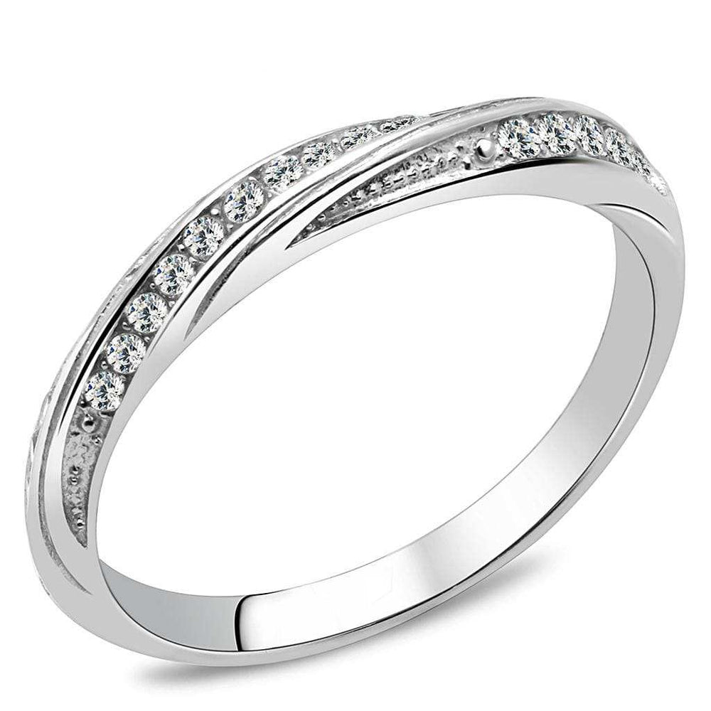 TK3259 - High polished (no plating) Stainless Steel Ring with AAA Grade CZ in Clear - Alamode - Flyclothing LLC