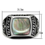 TK325 - High polished (no plating) Stainless Steel Ring with Precious Stone Conch in Gray - Alamode - Flyclothing LLC