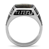TK325 - High polished (no plating) Stainless Steel Ring with Precious Stone Conch in Gray - Alamode - Flyclothing LLC