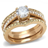 TK3264 - IP Rose Gold(Ion Plating) Stainless Steel Ring with AAA Grade CZ in Clear - Alamode - Flyclothing LLC