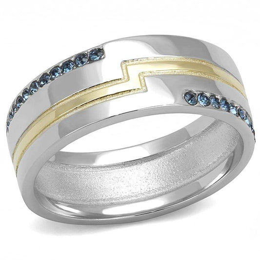 TK3266 - Two-Tone IP Gold (Ion Plating) Stainless Steel Ring with Top Grade Crystal in Montana - Alamode - Flyclothing LLC