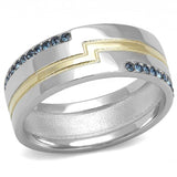 TK3266 - Two-Tone IP Gold (Ion Plating) Stainless Steel Ring with Top Grade Crystal in Montana - Alamode - Flyclothing LLC