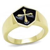 TK3268 - IP Gold(Ion Plating) Stainless Steel Ring with Epoxy in Jet - Alamode - Flyclothing LLC