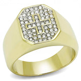 TK3270 - Two-Tone IP Gold (Ion Plating) Stainless Steel Ring with Top Grade Crystal in Clear - Alamode - Flyclothing LLC