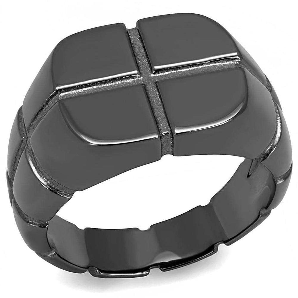 TK3273 - IP Light Black (IP Gun) Stainless Steel Ring with No Stone - Alamode - Flyclothing LLC