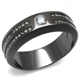 TK3275 - IP Light Black (IP Gun) Stainless Steel Ring with AAA Grade CZ in Clear - Alamode - Flyclothing LLC