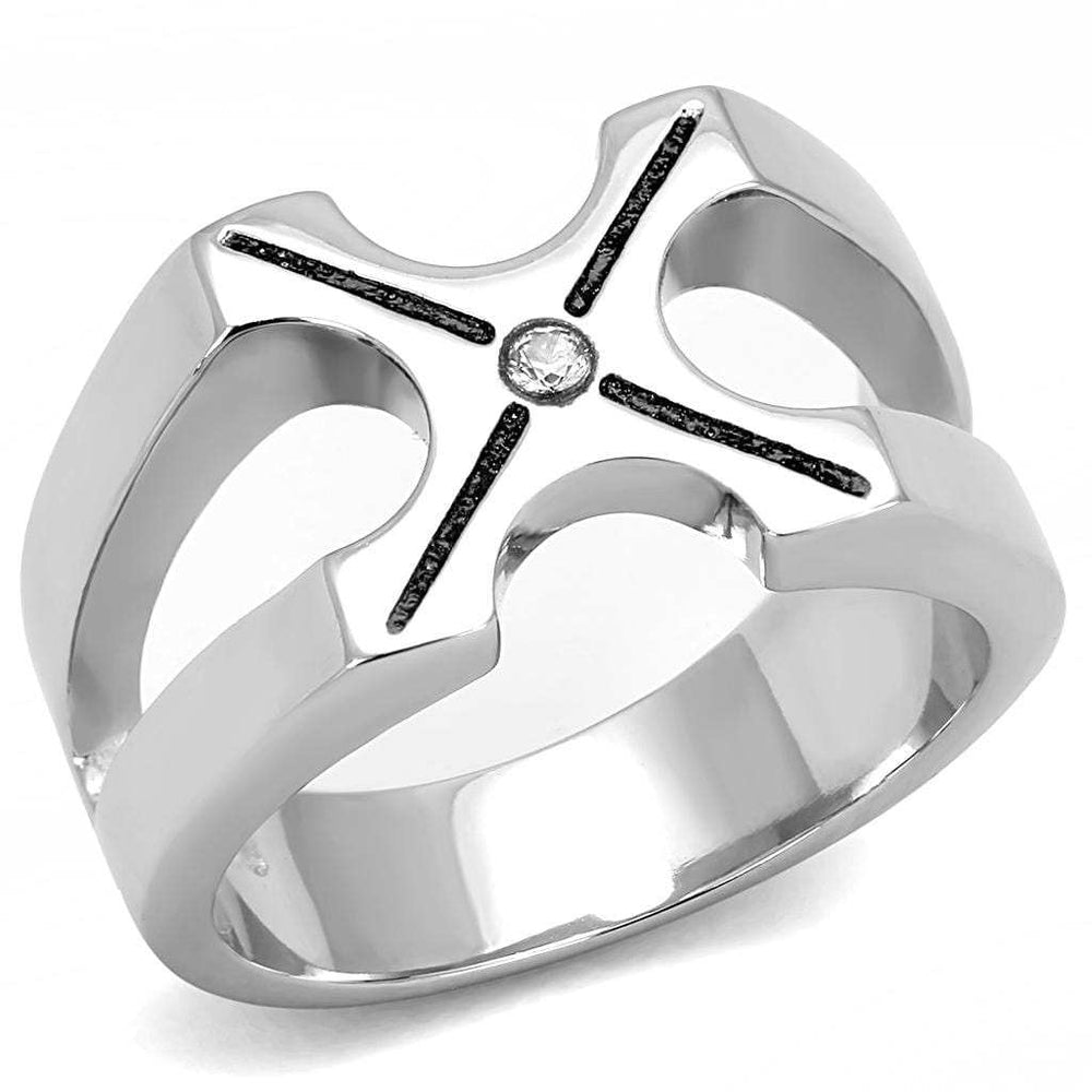 TK3278 - High polished (no plating) Stainless Steel Ring with AAA Grade CZ in Clear - Alamode - Flyclothing LLC