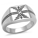 TK3279 - High polished (no plating) Stainless Steel Ring with Epoxy in Jet - Alamode - Flyclothing LLC