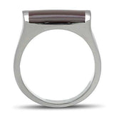 TK327 - High polished (no plating) Stainless Steel Ring with Epoxy in Brown - Alamode - Flyclothing LLC