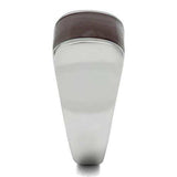 TK327 - High polished (no plating) Stainless Steel Ring with Epoxy in Brown - Alamode - Flyclothing LLC