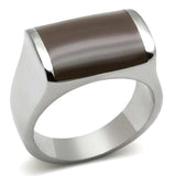 TK327 - High polished (no plating) Stainless Steel Ring with Epoxy in Brown - Alamode - Flyclothing LLC