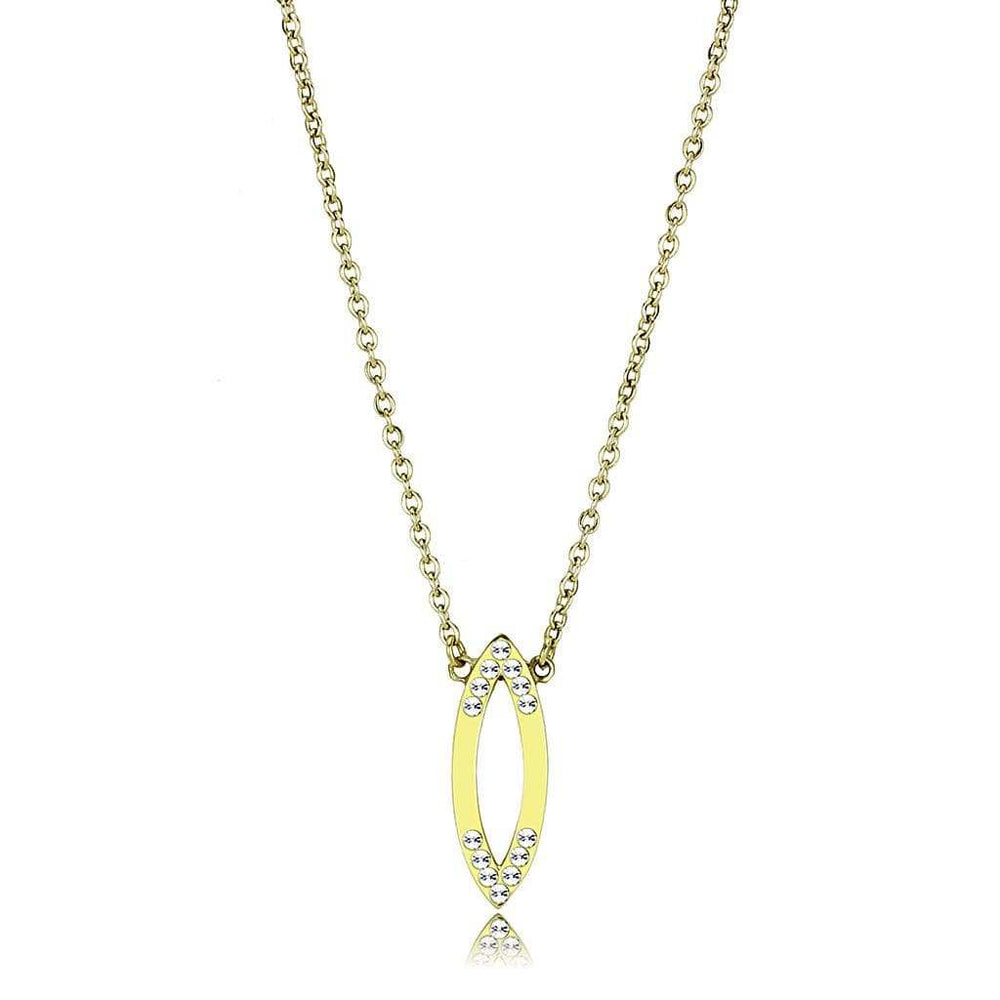 TK3285 - IP Gold(Ion Plating) Stainless Steel Necklace with Top Grade Crystal in Clear - Alamode - Flyclothing LLC