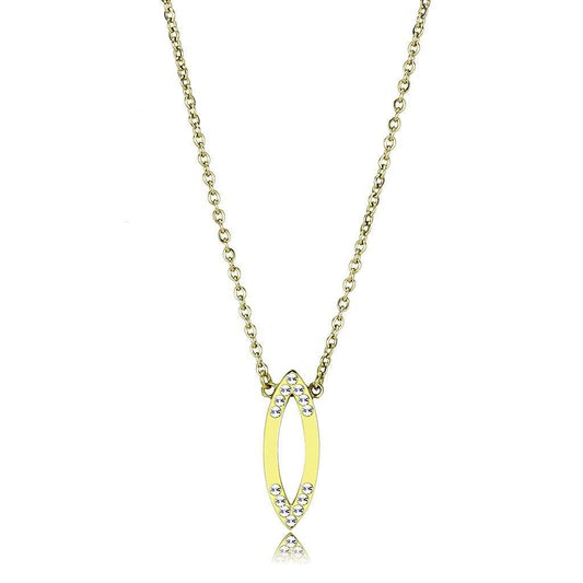 TK3285 - IP Gold(Ion Plating) Stainless Steel Necklace with Top Grade Crystal in Clear - Alamode - Flyclothing LLC