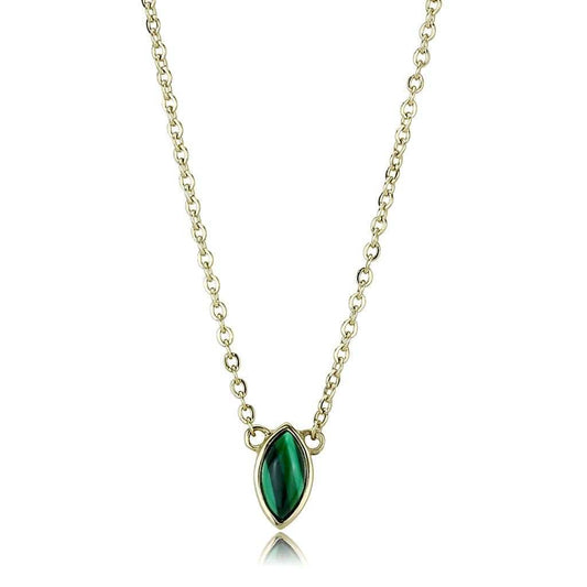 TK3286 - IP Gold(Ion Plating) Stainless Steel Necklace with Synthetic MALACHITE in Emerald - Alamode - Flyclothing LLC
