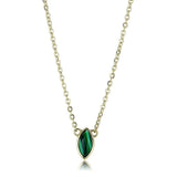 TK3286 - IP Gold(Ion Plating) Stainless Steel Necklace with Synthetic MALACHITE in Emerald - Alamode - Flyclothing LLC