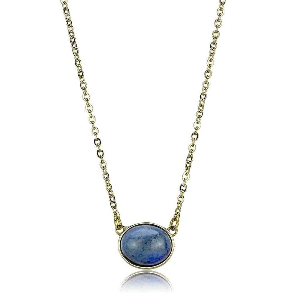 TK3287 - IP Gold(Ion Plating) Stainless Steel Necklace with Precious Stone Lapis in Montana - Alamode - Flyclothing LLC