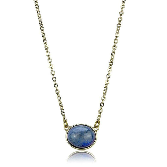 TK3287 - IP Gold(Ion Plating) Stainless Steel Necklace with Precious Stone Lapis in Montana - Alamode - Flyclothing LLC