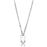 TK3297 - High polished (no plating) Stainless Steel Necklace with Top Grade Crystal in White AB - Alamode - Flyclothing LLC
