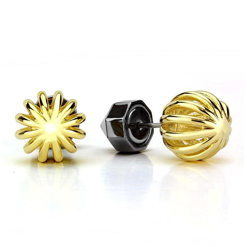 TK3298 - IP Gold+ IP Black (Ion Plating) Stainless Steel Earrings with No Stone - Alamode - Flyclothing LLC