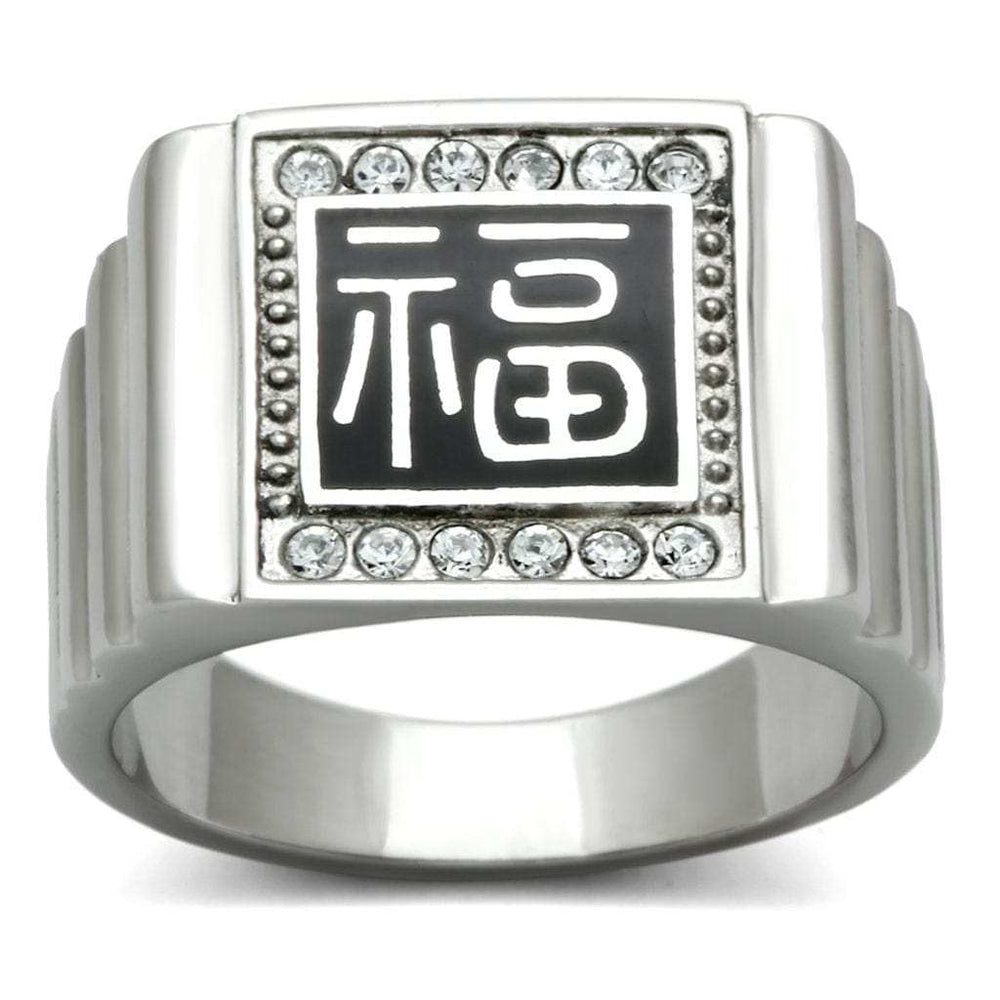 TK329 - High polished (no plating) Stainless Steel Ring with Top Grade Crystal in Clear - Alamode - Flyclothing LLC