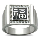 TK329 - High polished (no plating) Stainless Steel Ring with Top Grade Crystal in Clear - Alamode - Flyclothing LLC