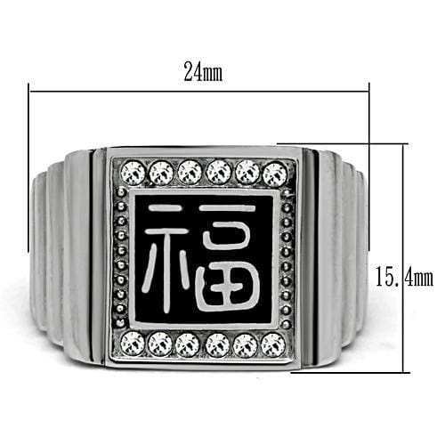 TK329 - High polished (no plating) Stainless Steel Ring with Top Grade Crystal in Clear - Alamode - Flyclothing LLC