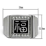 TK329 - High polished (no plating) Stainless Steel Ring with Top Grade Crystal in Clear - Alamode - Flyclothing LLC