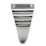 TK329 - High polished (no plating) Stainless Steel Ring with Top Grade Crystal in Clear - Alamode - Flyclothing LLC