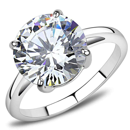 TK3428 - High polished (no plating) Stainless Steel Ring with AAA Grade CZ in Clear - Alamode - Flyclothing LLC