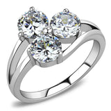 TK3430 - High polished (no plating) Stainless Steel Ring with AAA Grade CZ in Clear - Alamode - Flyclothing LLC