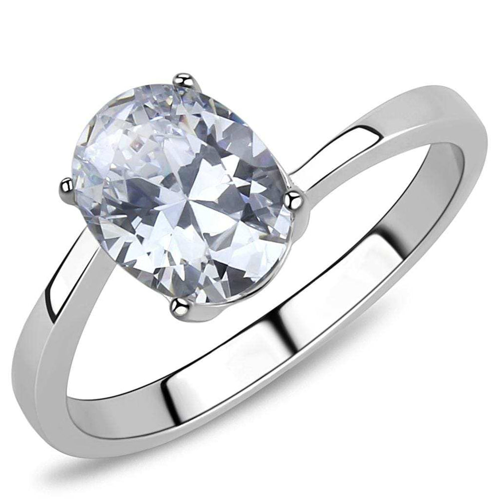 TK3433 - High polished (no plating) Stainless Steel Ring with AAA Grade CZ in Clear - Alamode - Flyclothing LLC