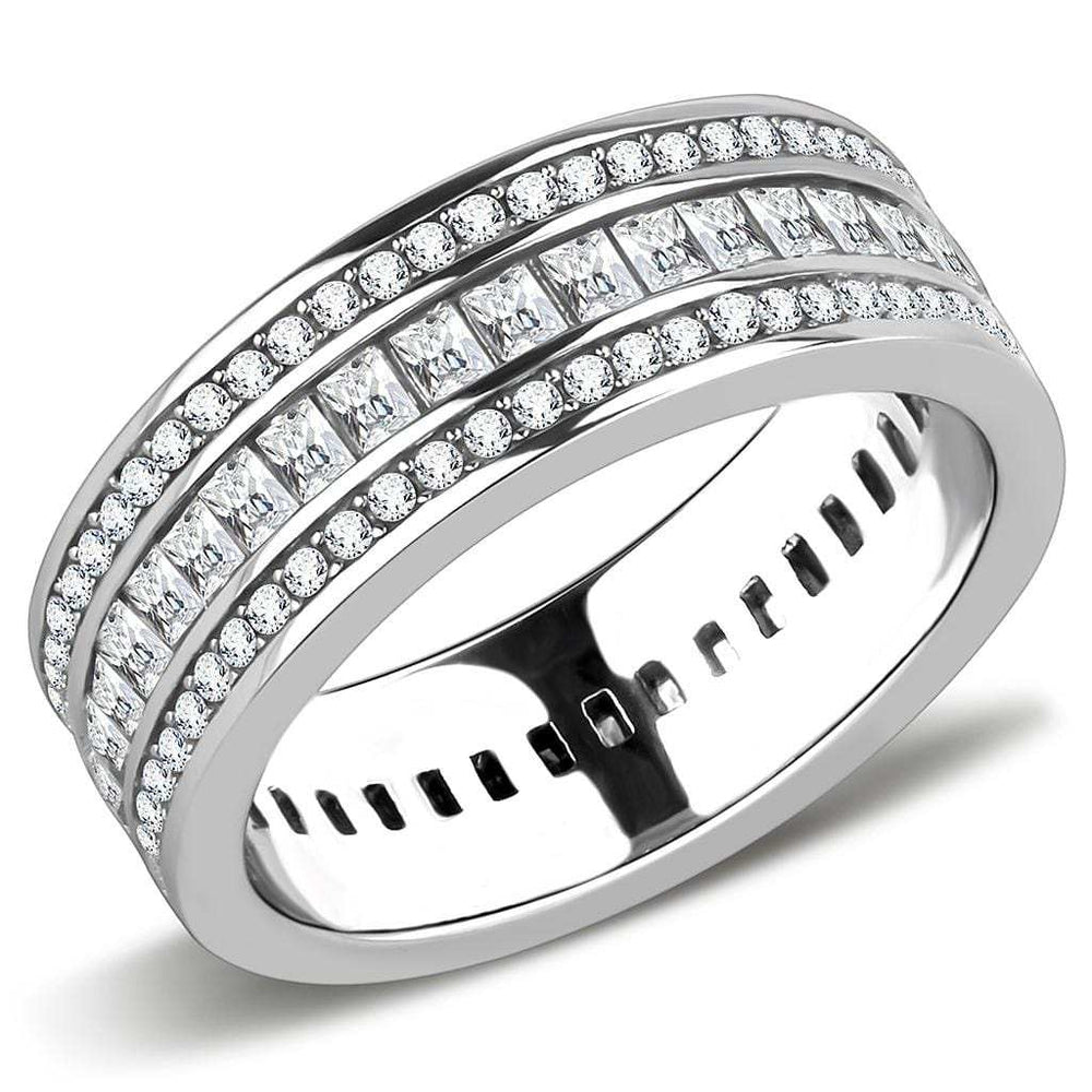 TK3435 - High polished (no plating) Stainless Steel Ring with AAA Grade CZ in Clear - Alamode - Flyclothing LLC