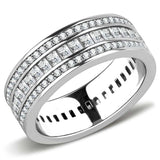TK3435 - High polished (no plating) Stainless Steel Ring with AAA Grade CZ in Clear - Alamode - Flyclothing LLC