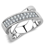 TK3436 - High polished (no plating) Stainless Steel Ring with Top Grade Crystal in Clear - Alamode - Flyclothing LLC