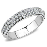 TK3437 - High polished (no plating) Stainless Steel Ring with Top Grade Crystal in Clear - Alamode - Flyclothing LLC