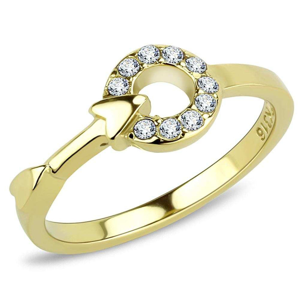 TK3439 - IP Gold(Ion Plating) Stainless Steel Ring with Top Grade Crystal in Clear - Alamode - Flyclothing LLC