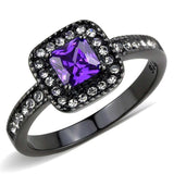 TK3450 - IP Black(Ion Plating) Stainless Steel Ring with AAA Grade CZ in Tanzanite - Alamode - Flyclothing LLC
